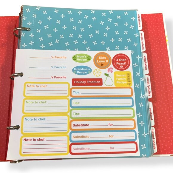 Hallmark Recipe Binder Organizer Divider Tabs & Fill-In Recipe Pages Foodie - Picture 5 of 8